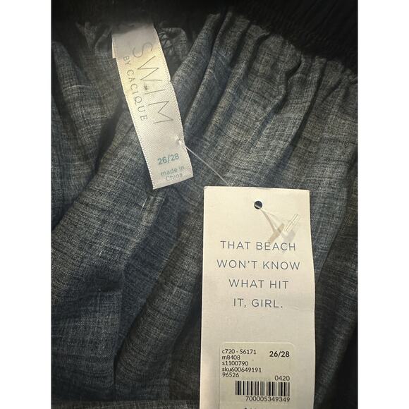 NWT Swim by Cacique Wide Leg Lounge Pants Black Tropical Print Plus Size 26/28 - Picture 6 of 13